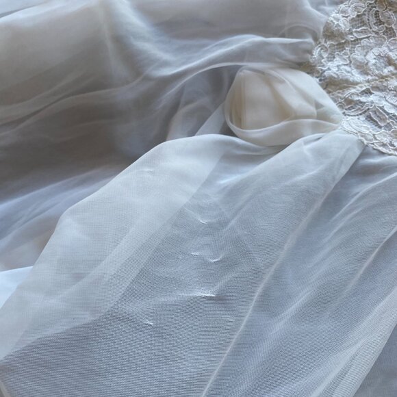 Vtg 1950s RoVel of California White Nylon Chiffon Nightgown Sheer Lace Size S - Picture 10 of 12
